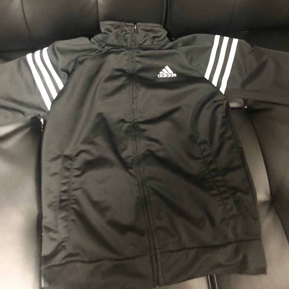 Boys zip up hood less adidas black hoodie,10/12